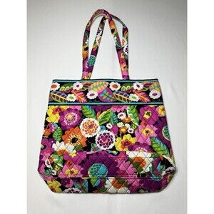 Vera Bradley Va Va Bloom Retired Pattern Zip Tote Handbag Bag Purse Floral Pink